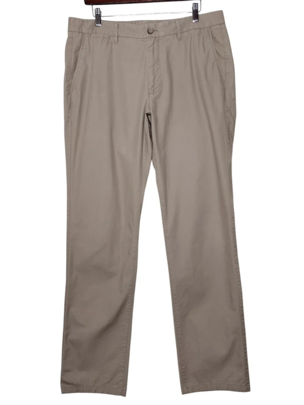Bonobos Khaki Neutral Straight-Leg Slim Flat Front Chinos Sz 34/36